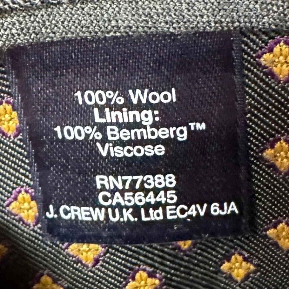 J Crew Wool Suit Pants Mens 40L 33X32 Ludlow Dark Grey Tollegno 1900 2 Piece Set